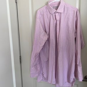 Thomas Pink French cuff shirt 17/34 pink and blue gingham